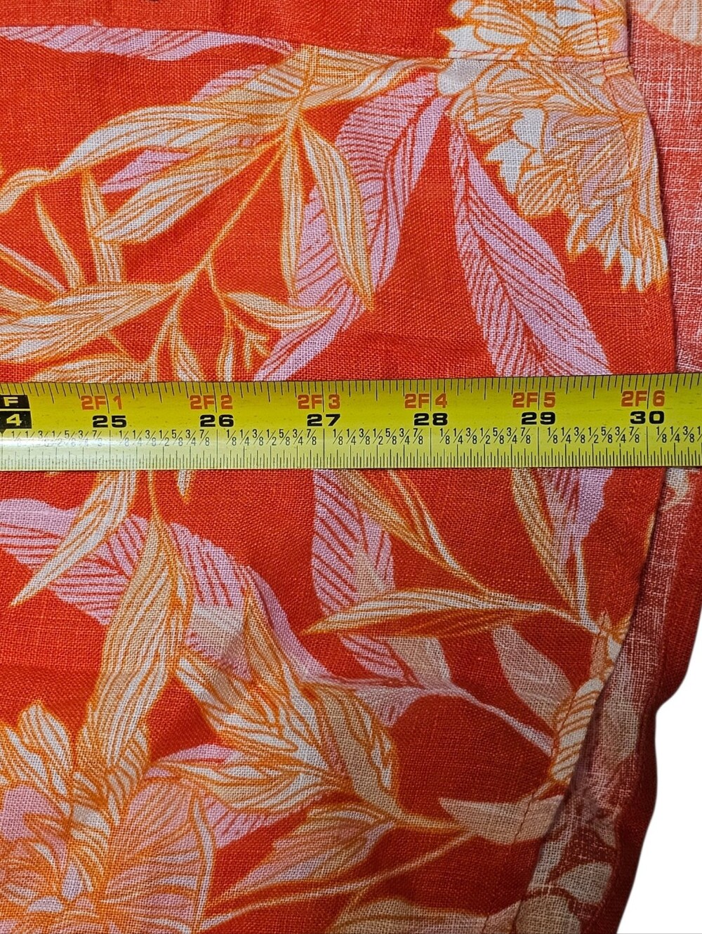Cynthia Rowley Womens 3X Orange Floral 100% Linen Button Down Roll Tab Shirt - Picture 5 of 6